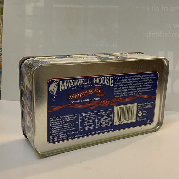 Maxwell House Vintage Tin Holiday Roast Flavored Coffee Rectangular 1997 - Picture 4 of 11